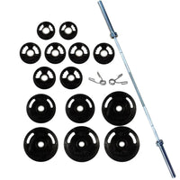 Thumbnail for York Barbell G-2 Rubber Encased Olympic Plate & Barbell Set