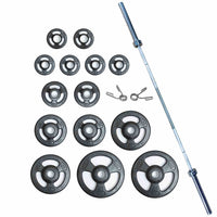 Thumbnail for York Barbell Rubber ISO-GRIP 300lb Olympic Plate & Barbell Set