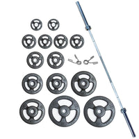 Thumbnail for York Barbell Steel ISO-GRIP 300lb Plate and Barbell Set